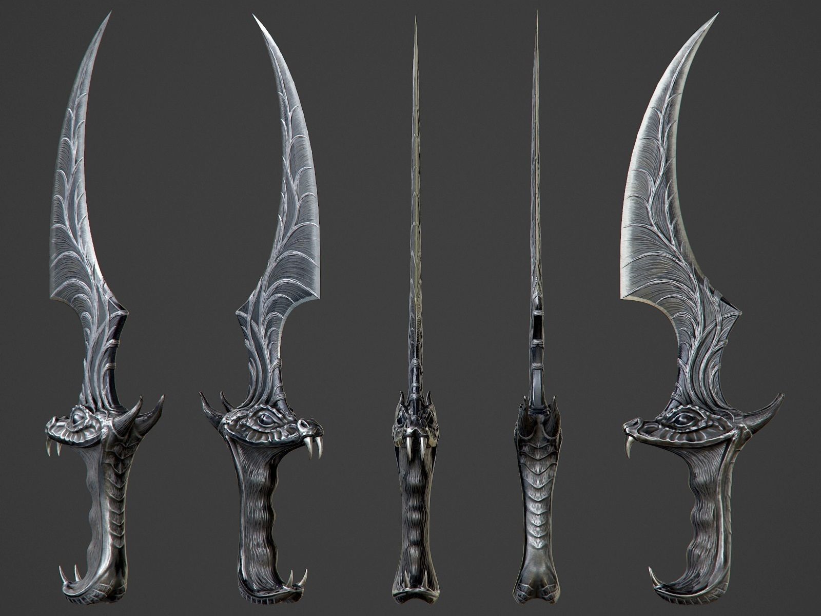 Ritual Dragon Dagger PBR Game-Ready Low-poly 3D model_14