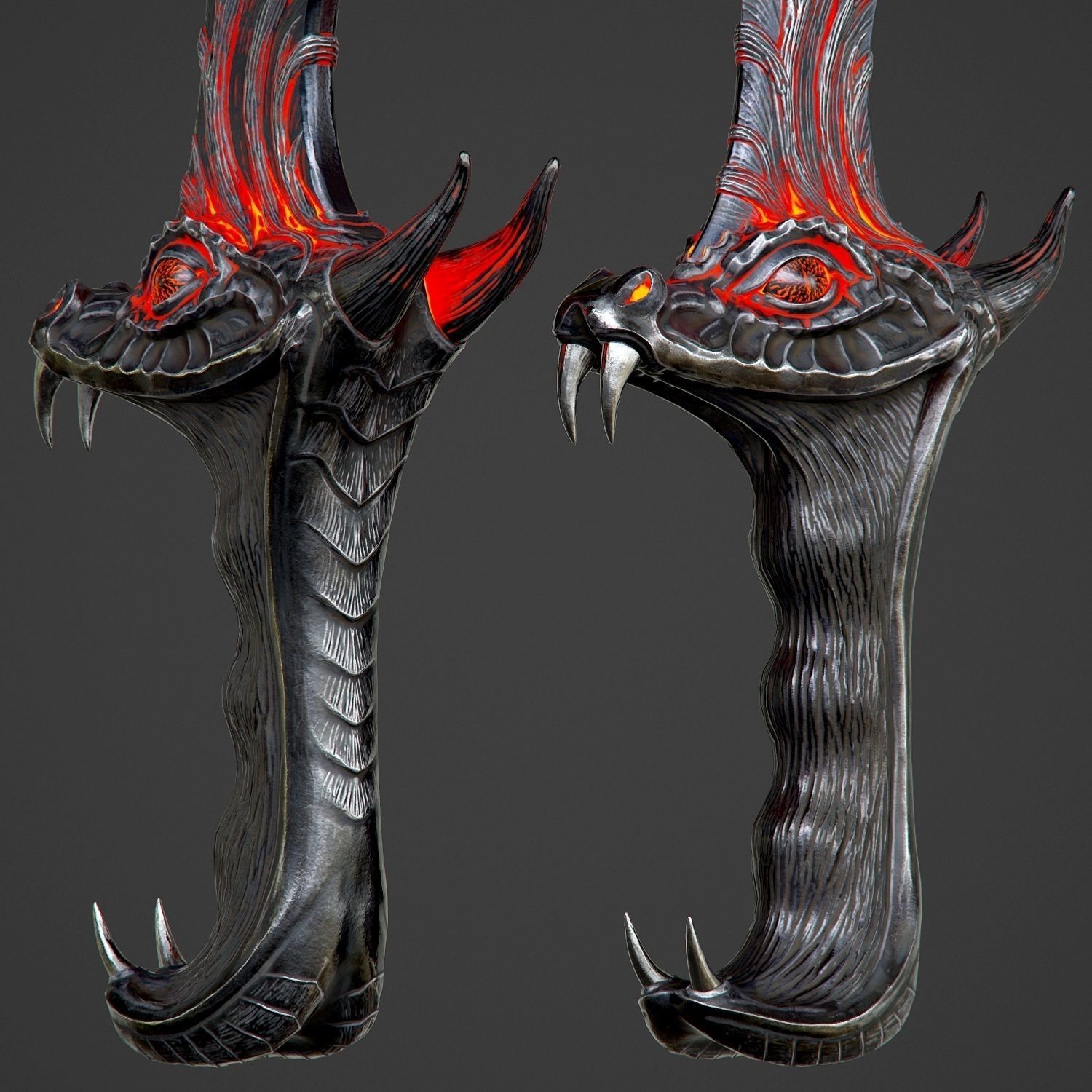 Ritual Dragon Dagger PBR Game-Ready Low-poly 3D model_35