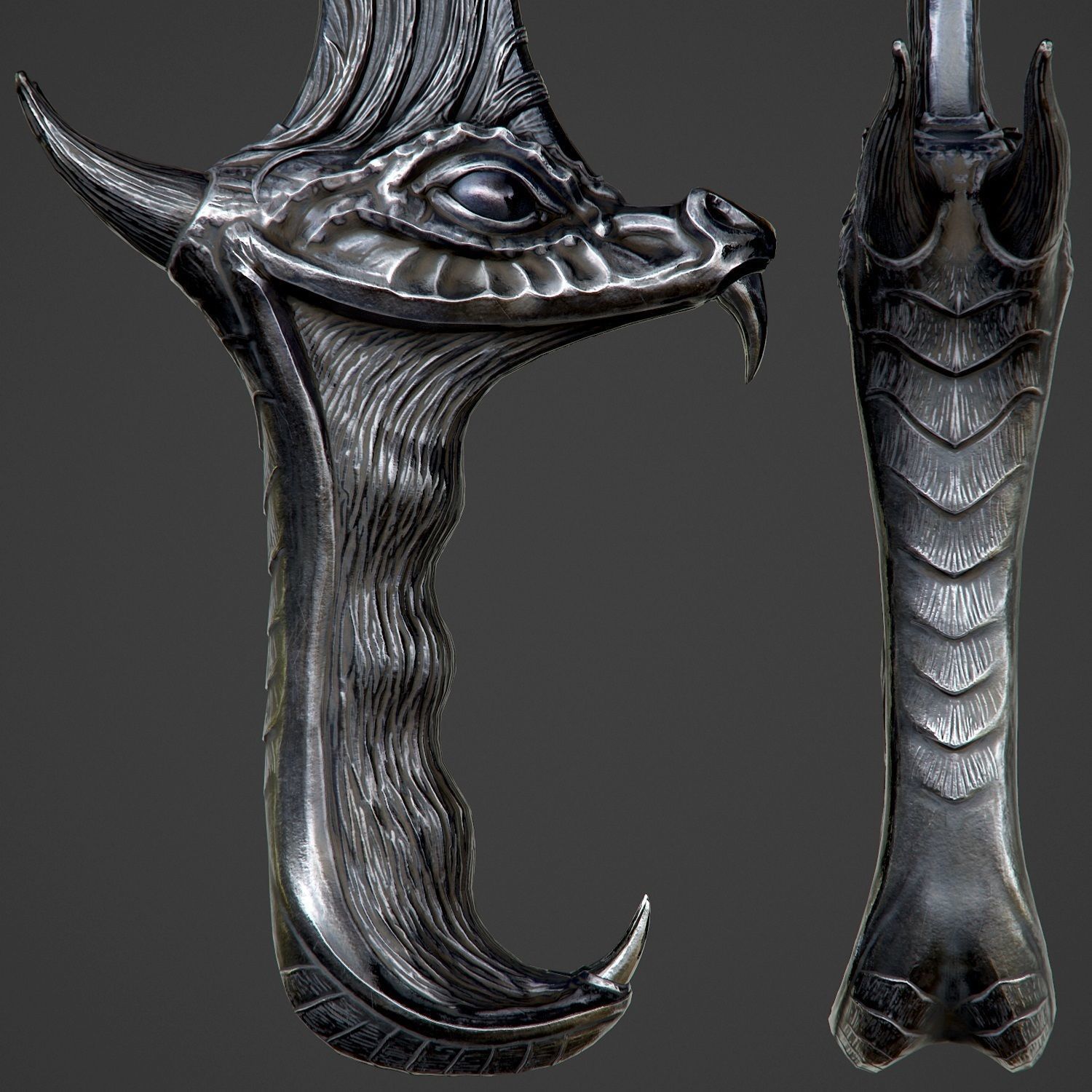 Ritual Dragon Dagger PBR Game-Ready Low-poly 3D model_34