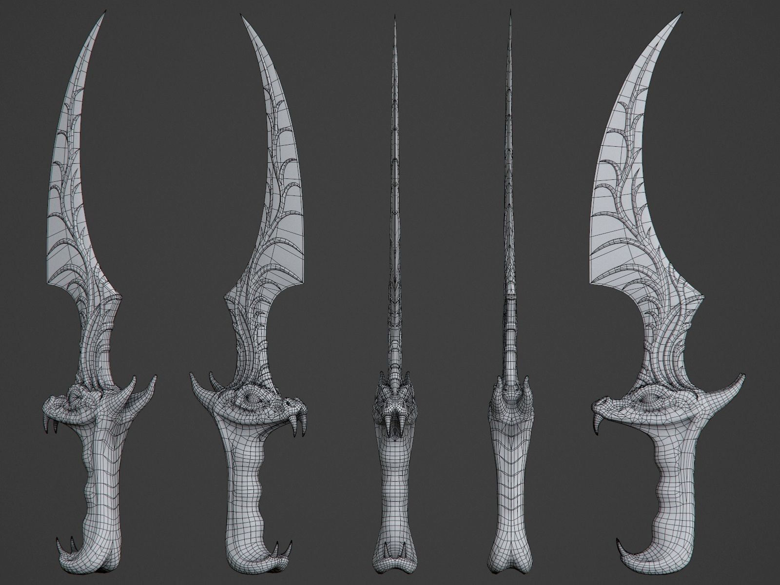Ritual Dragon Dagger PBR Game-Ready Low-poly 3D model_15