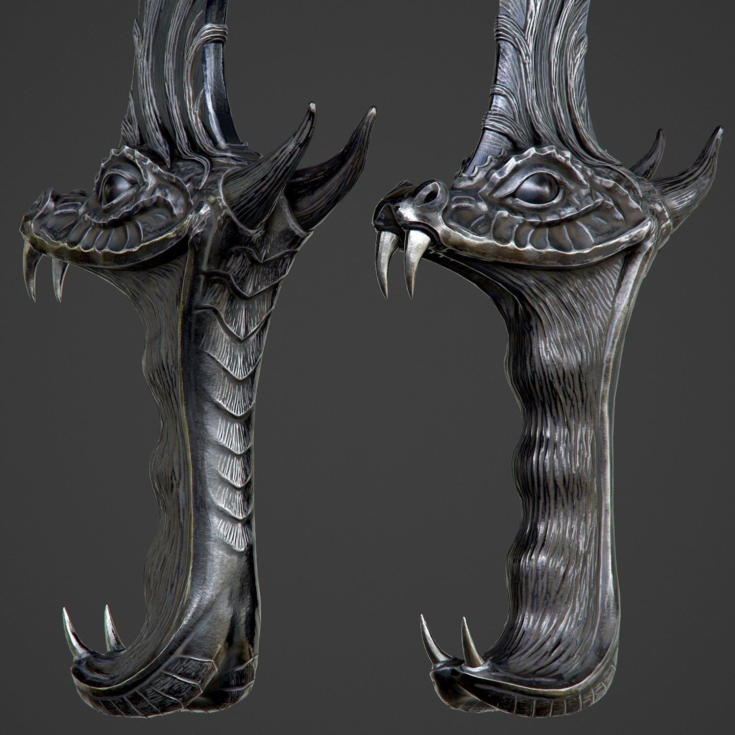 Ritual Dragon Dagger PBR Game-Ready Low-poly 3D model_36