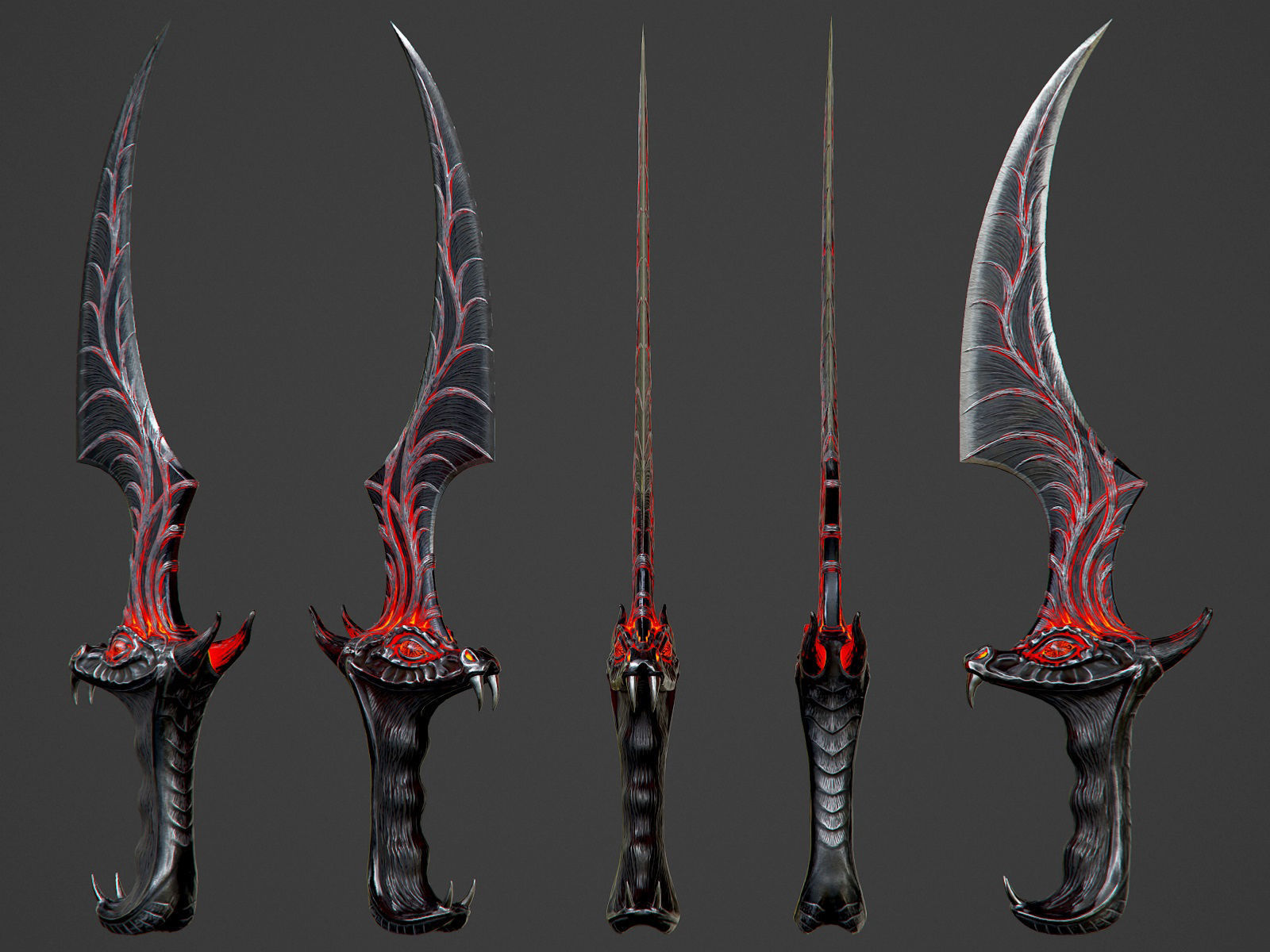Ritual Dragon Dagger PBR Game-Ready Low-poly 3D model_12