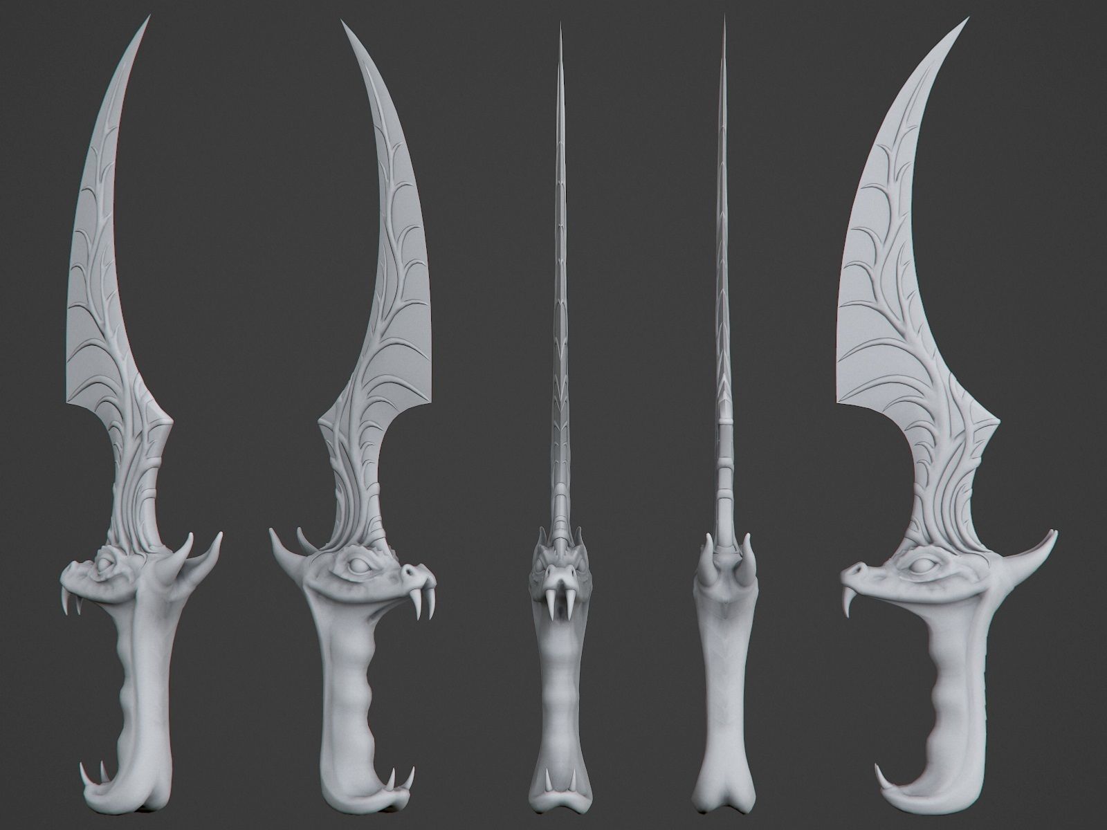 Ritual Dragon Dagger PBR Game-Ready Low-poly 3D model_16