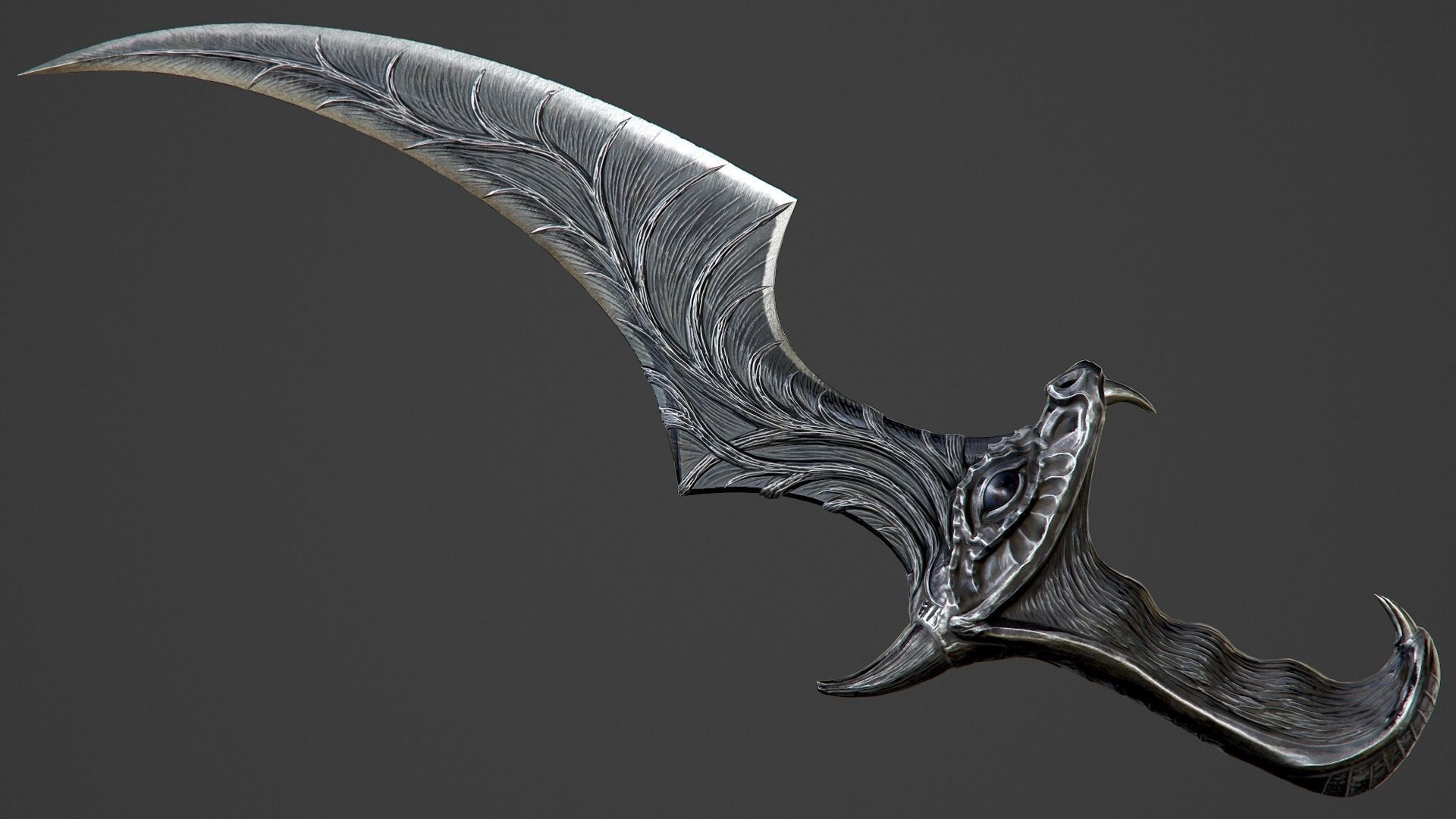 Ritual Dragon Dagger PBR Game-Ready Low-poly 3D model_29