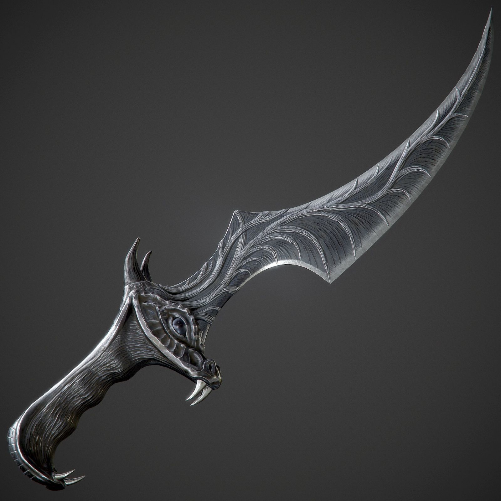 Ritual Dragon Dagger PBR Game-Ready Low-poly 3D model_7