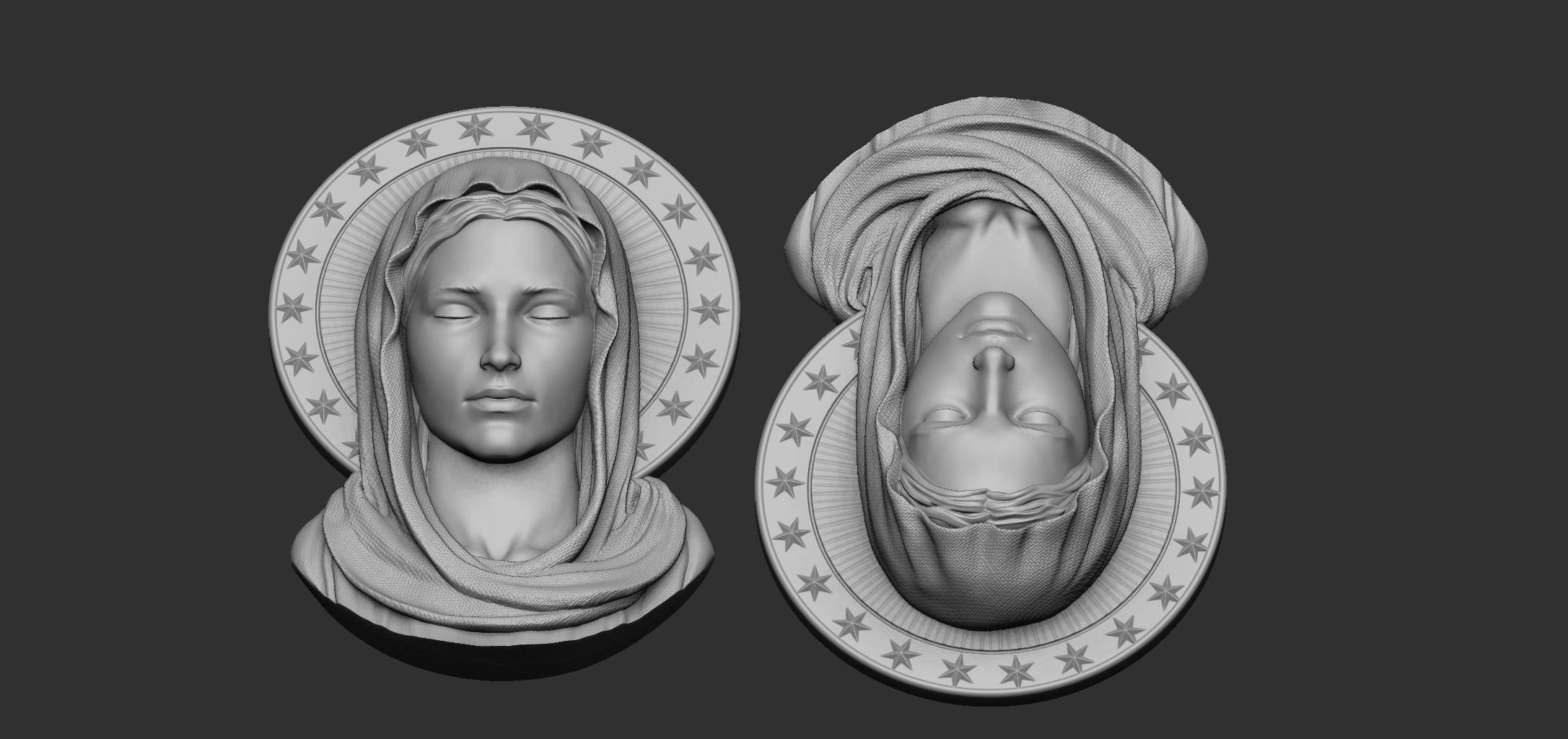 Virgin Mary Pendant 2 Versions 3D print model_6