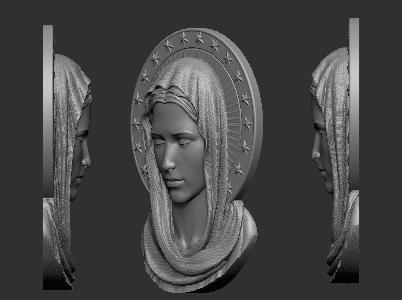 Virgin Mary Pendant 2 Versions 3D print model_2