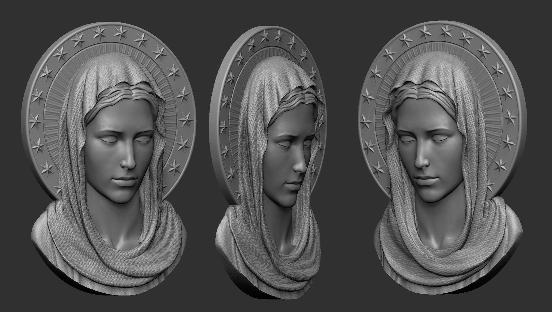 Virgin Mary Pendant 2 Versions 3D print model_4