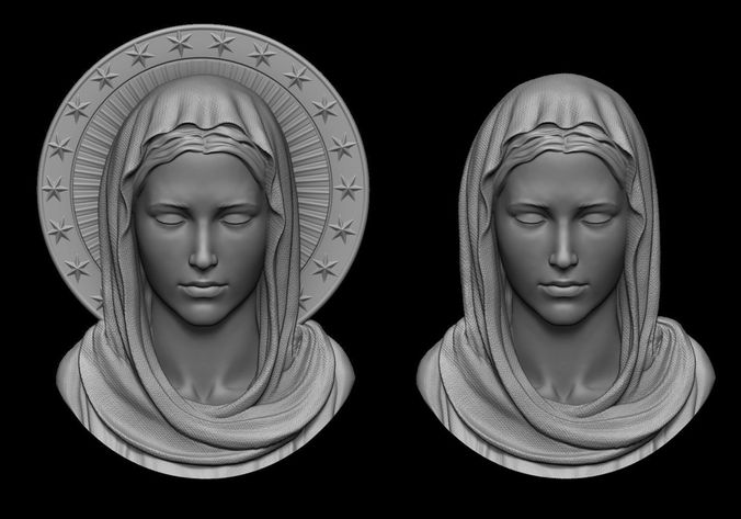Virgin Mary Pendant 2 Versions 3D print model