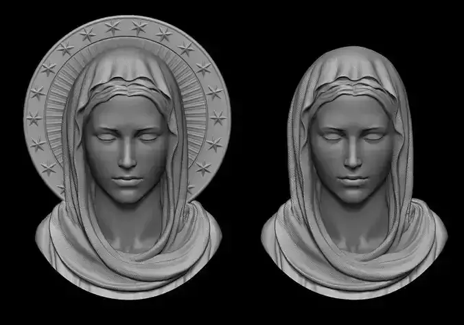 Virgin Mary Pendant 2 Versions 3D print model
