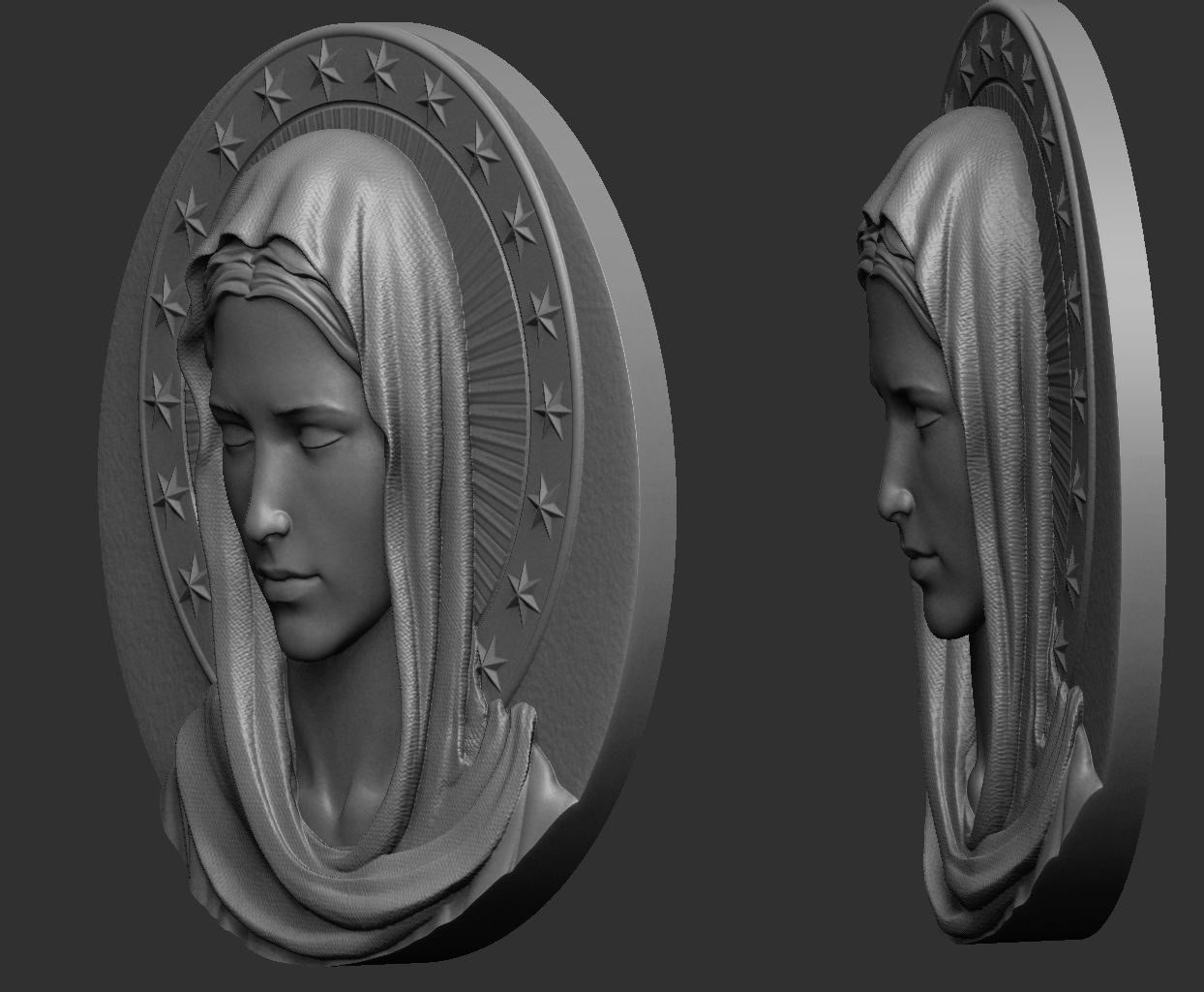 Virgin Mary Medallion no 1 3D print model_3