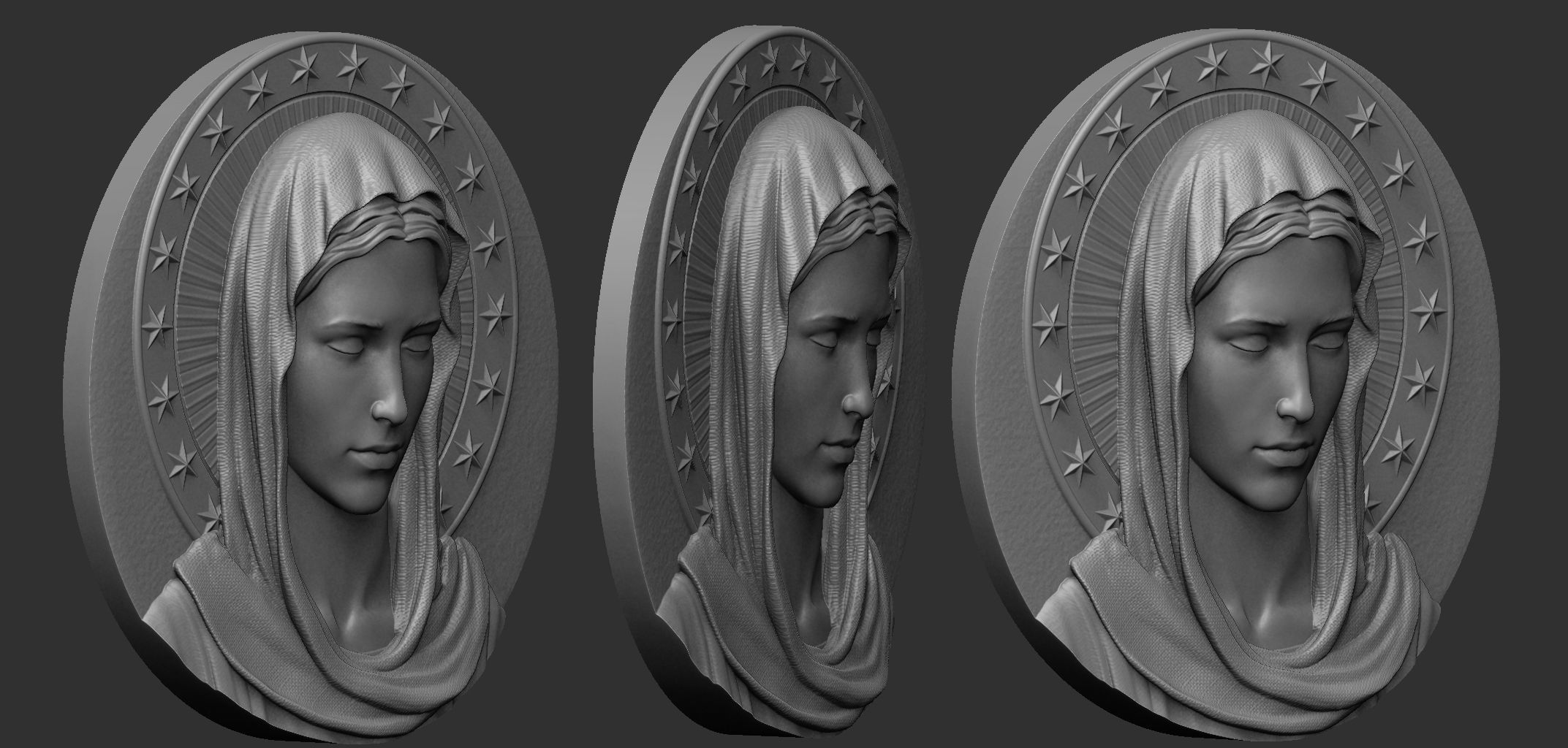 Virgin Mary Medallion no 1 3D print model_2