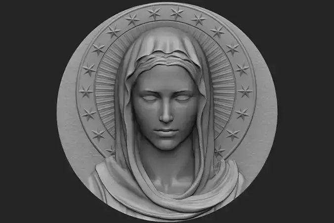 Virgin Mary Medallion no 1 3D print model