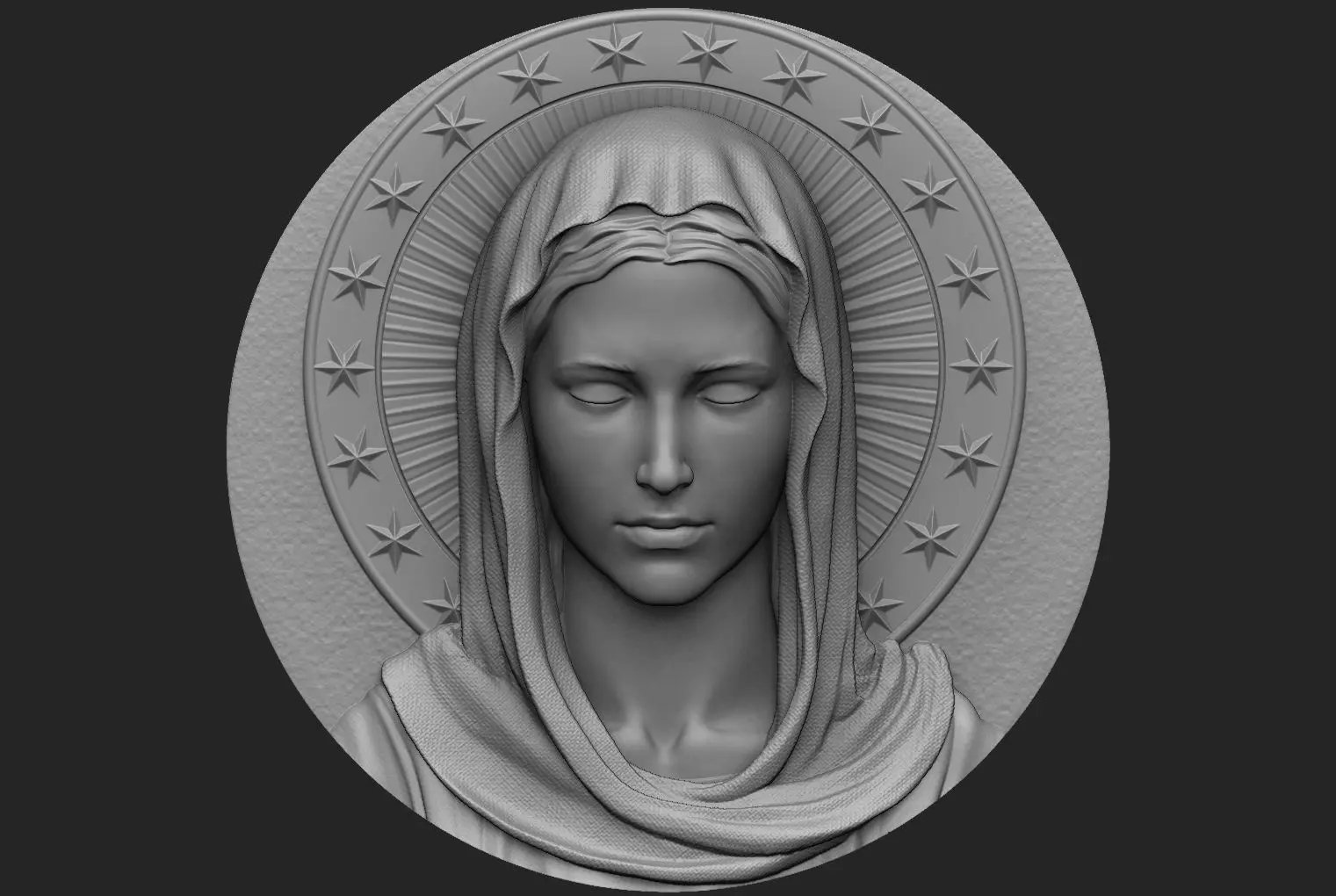 Virgin Mary Medallion no 1 3D print model_0