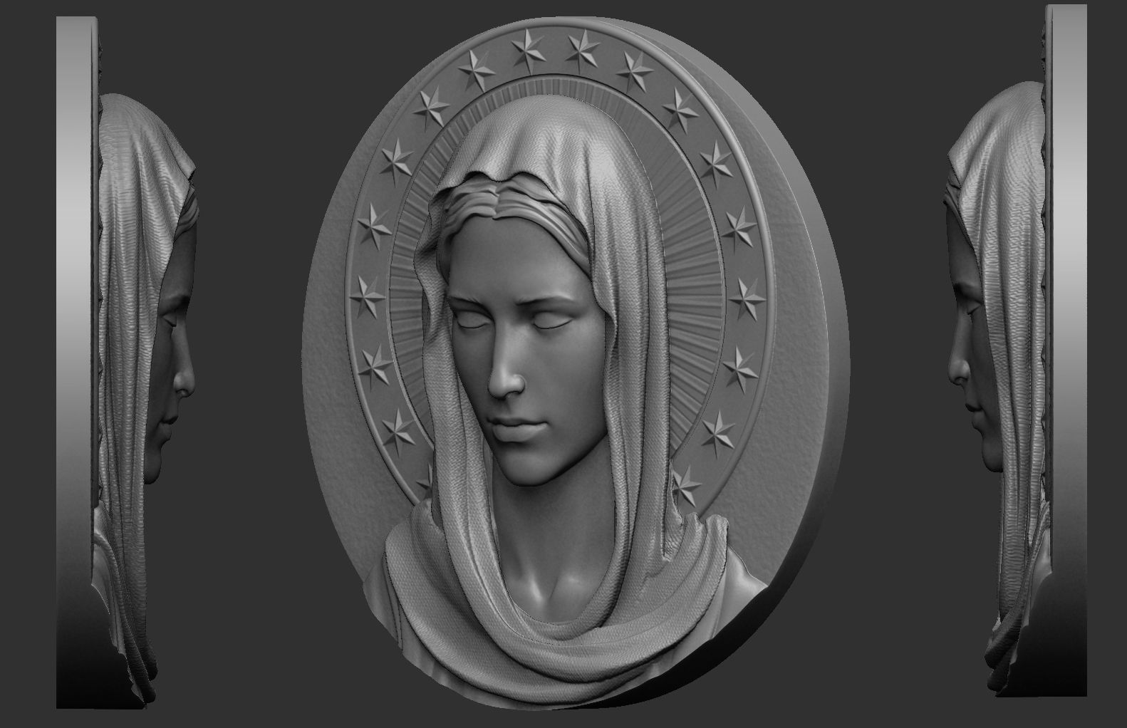 Virgin Mary Medallion no 1 3D print model_1