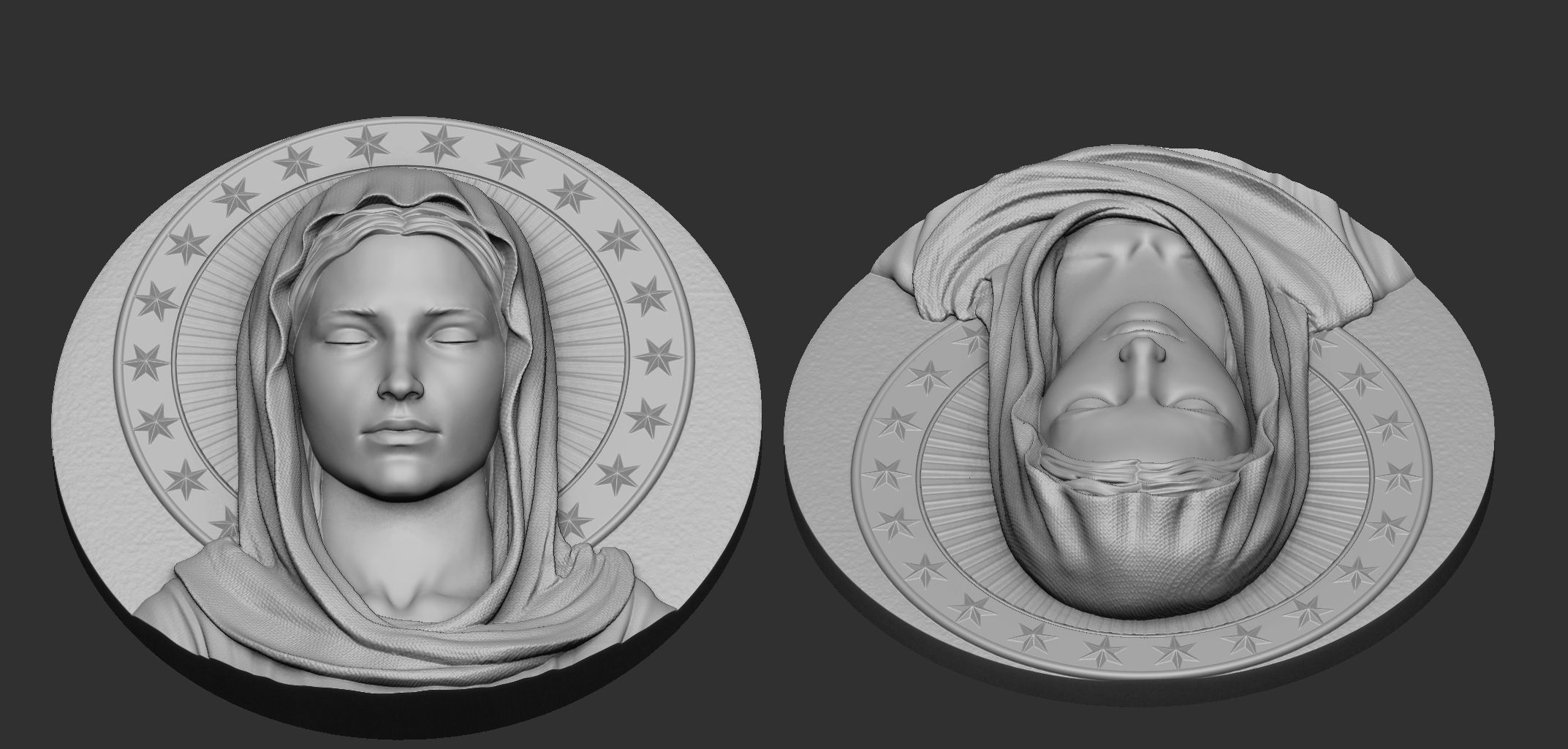 Virgin Mary Medallion no 1 3D print model_4