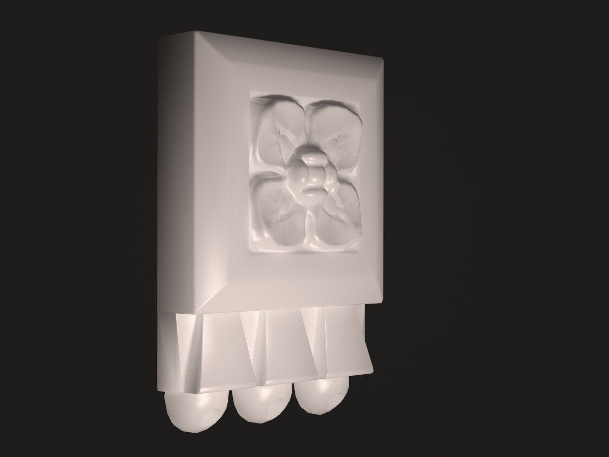 de0280 wall plate with flower Low-poly 3D model_3