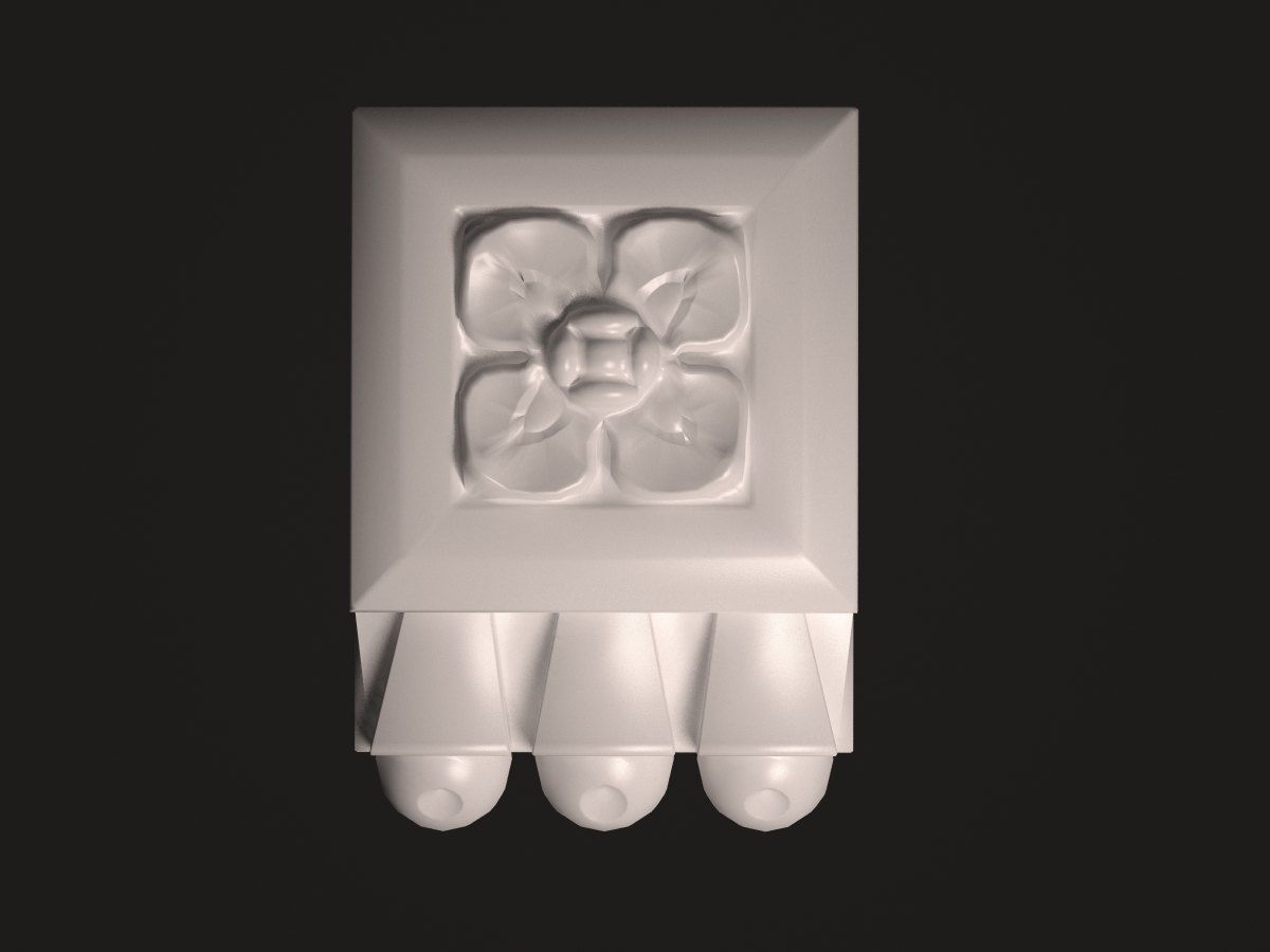 de0280 wall plate with flower Low-poly 3D model_4
