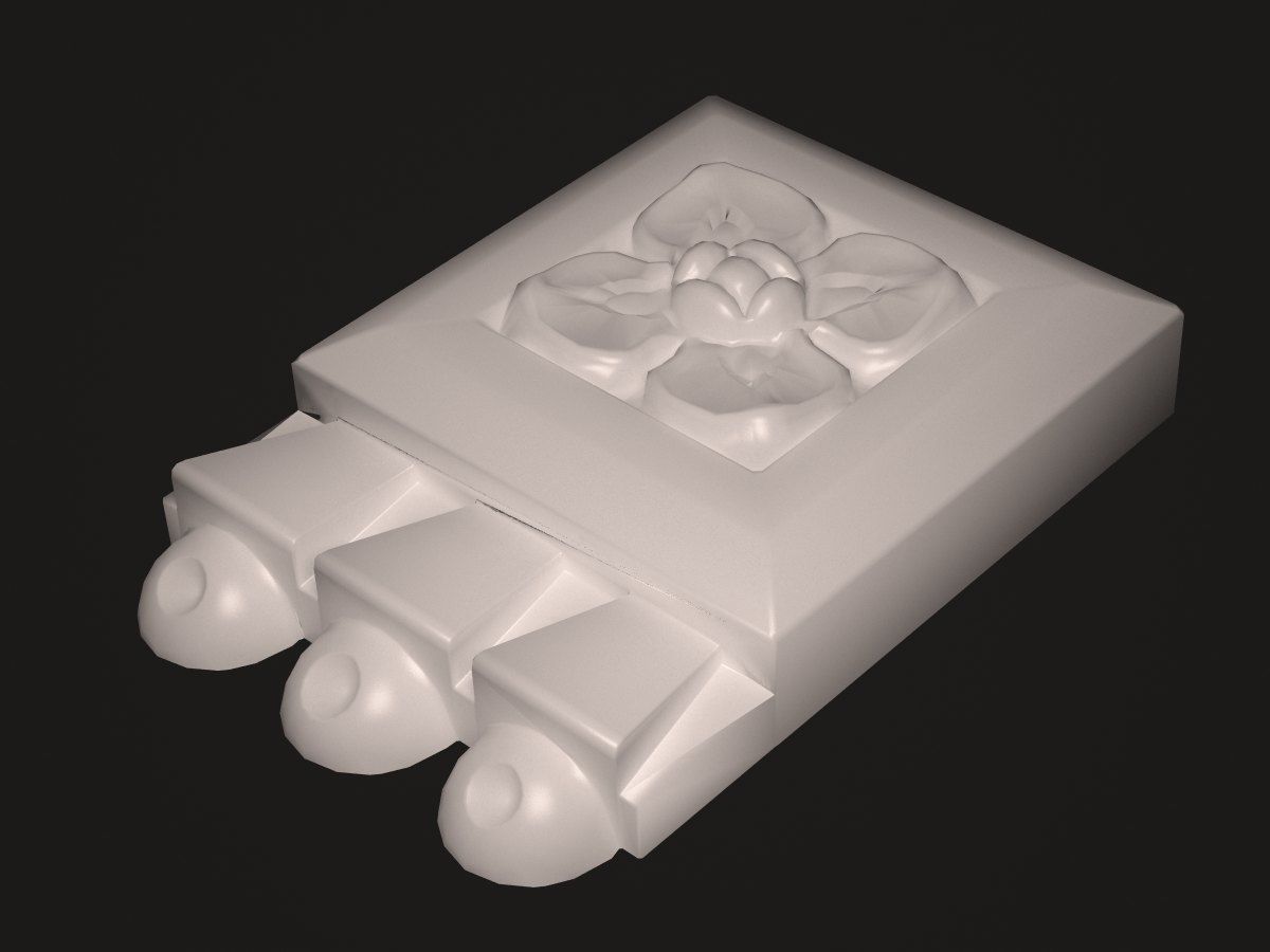 de0280 wall plate with flower Low-poly 3D model_1
