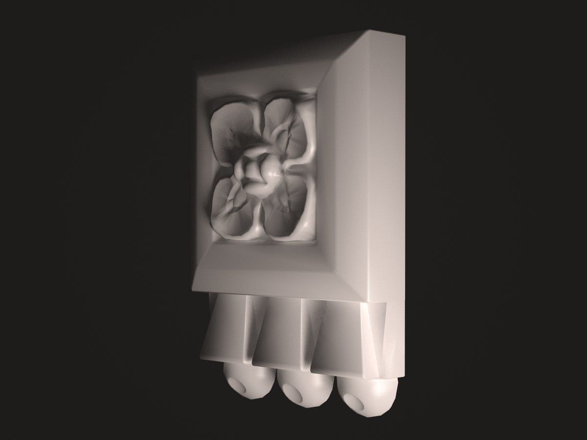 de0280 wall plate with flower Low-poly 3D model_2