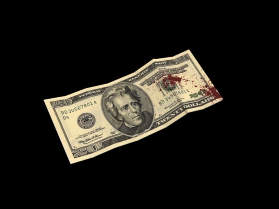 bloody dollars rigged Low-poly 3D model_8
