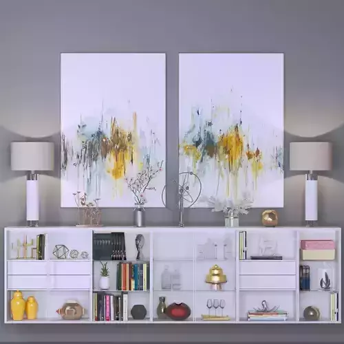 Big Set bookcase with two paintings