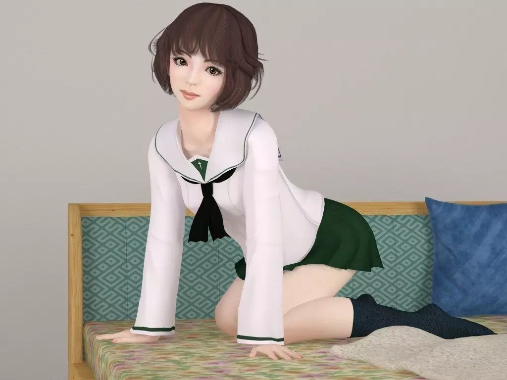 Yukari various outfit pose 02 3D model_0