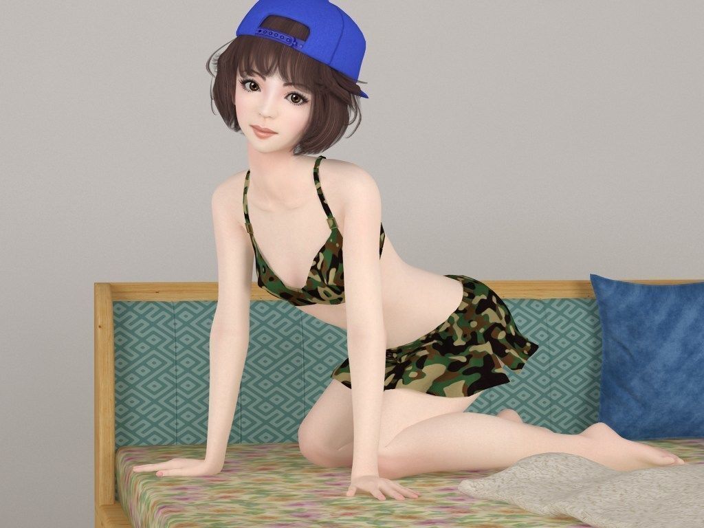 Yukari various outfit pose 02 3D model_2