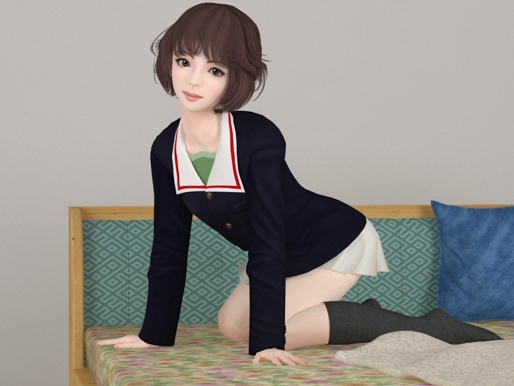 Yukari various outfit pose 02 3D model_1