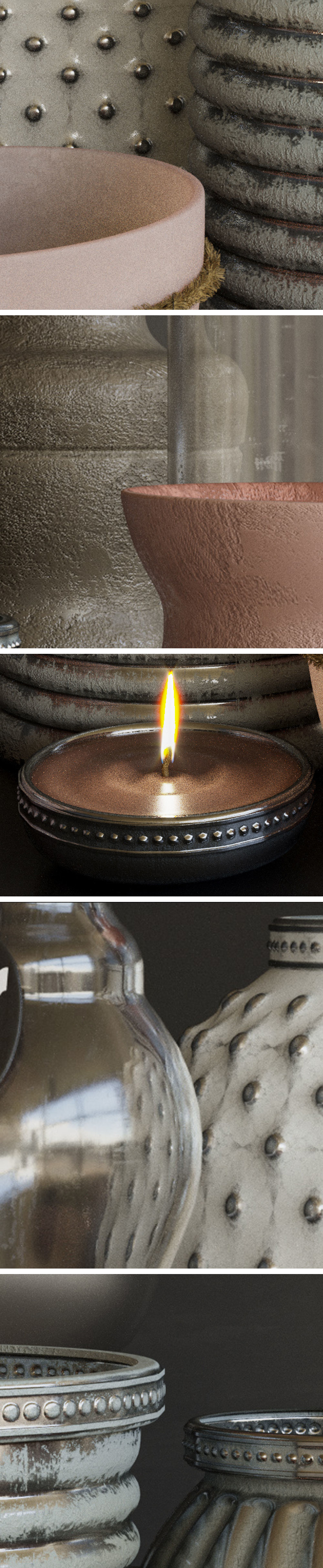 Candles 3 vases and candle holders 3D model_4