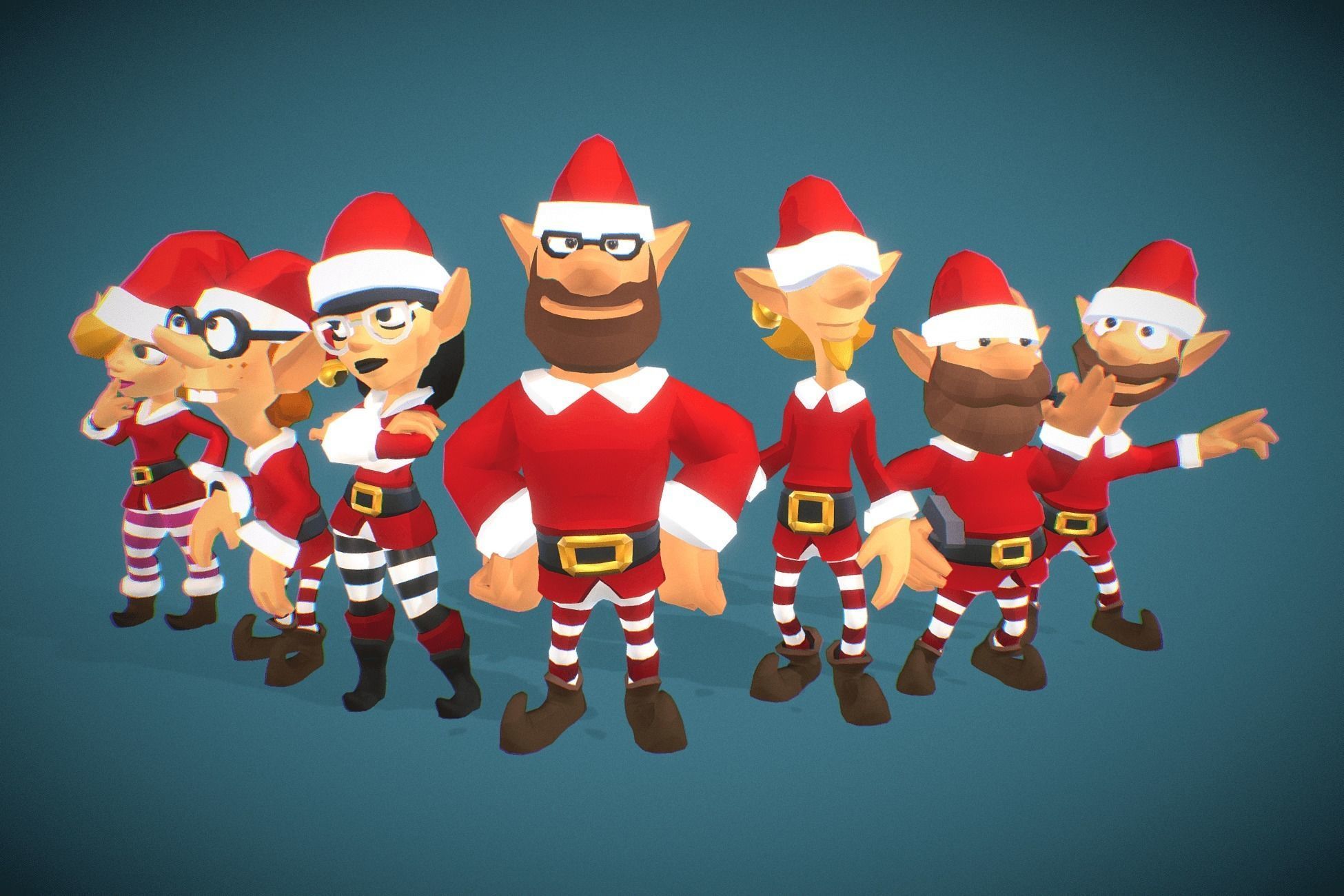 Santas Elves - Toon Series Low-poly 3D model_2