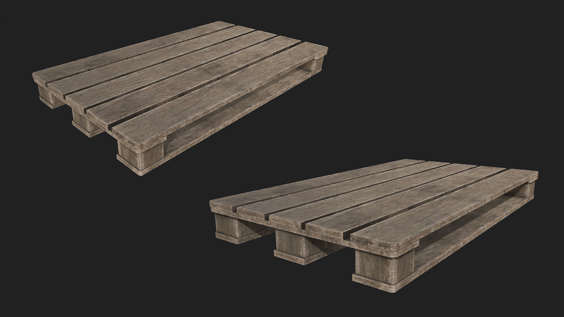 Wooden Pallets PBR Low-poly 3D model_1