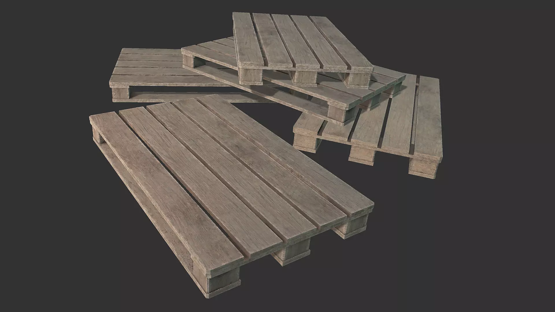 Wooden Pallets PBR Low-poly 3D model_0
