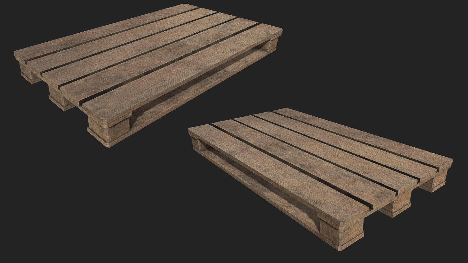 Wooden Pallets PBR Low-poly 3D model_2