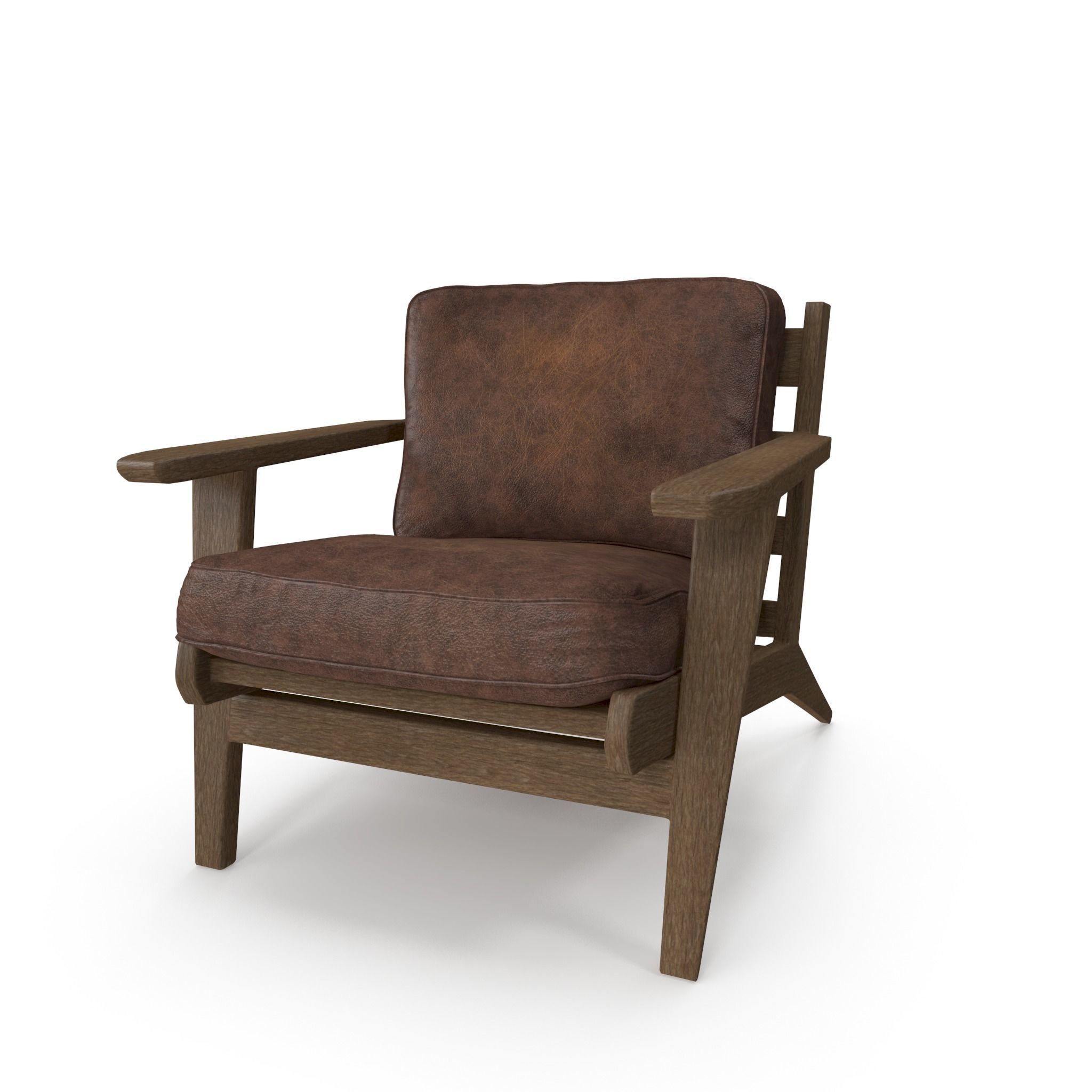 Raylan Leather Armchair Low-poly 3D model_3