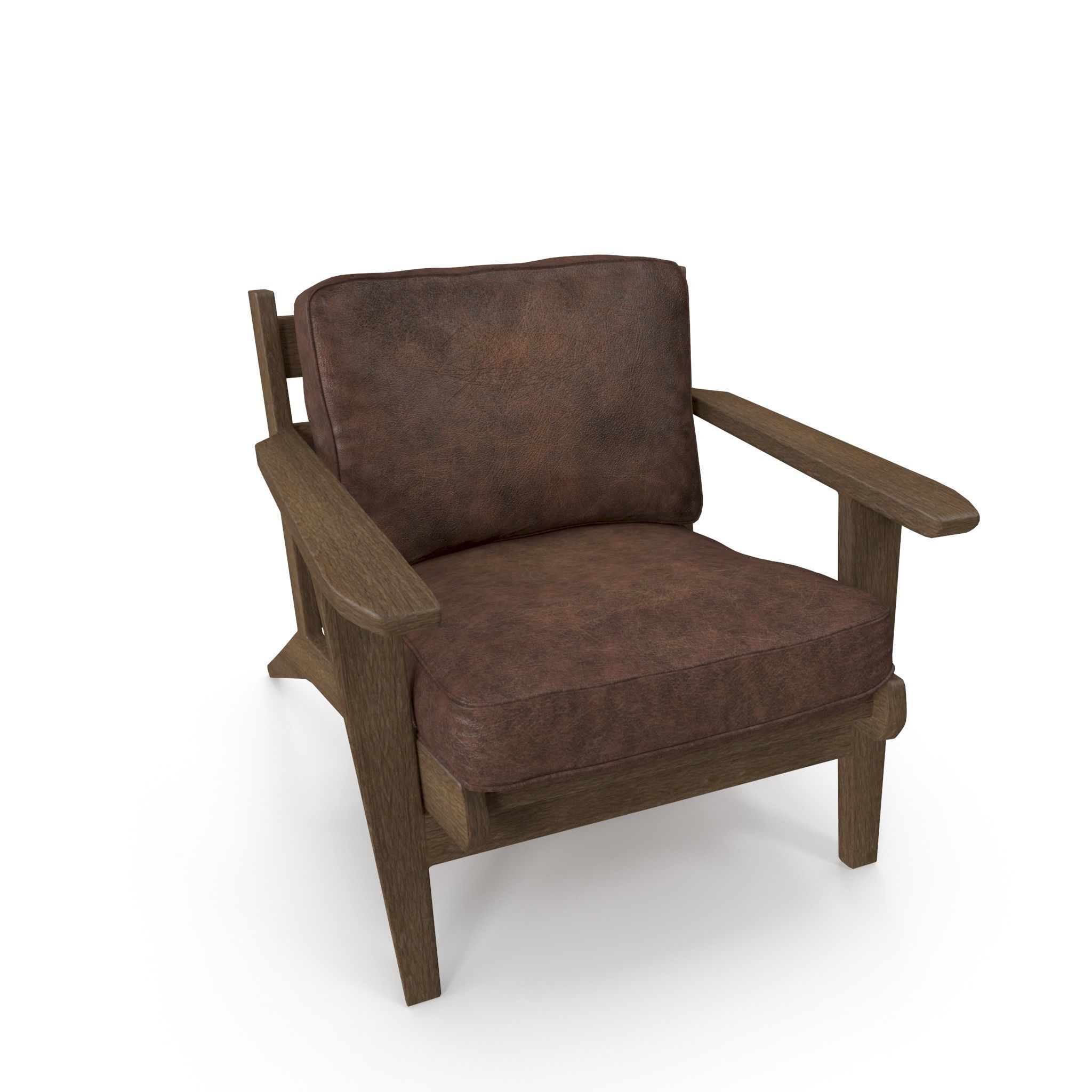 Raylan Leather Armchair Low-poly 3D model_0