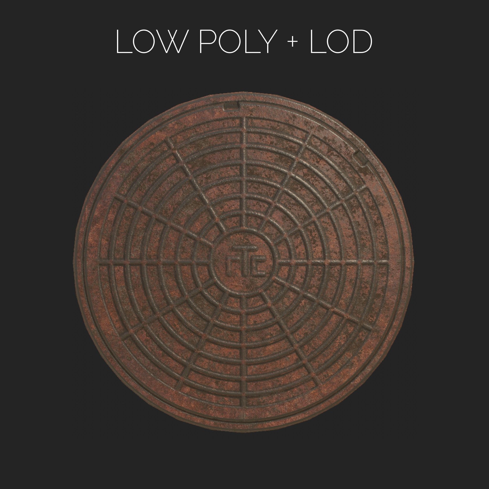 Russian sewer lid - 4 Low-poly 3D model_6