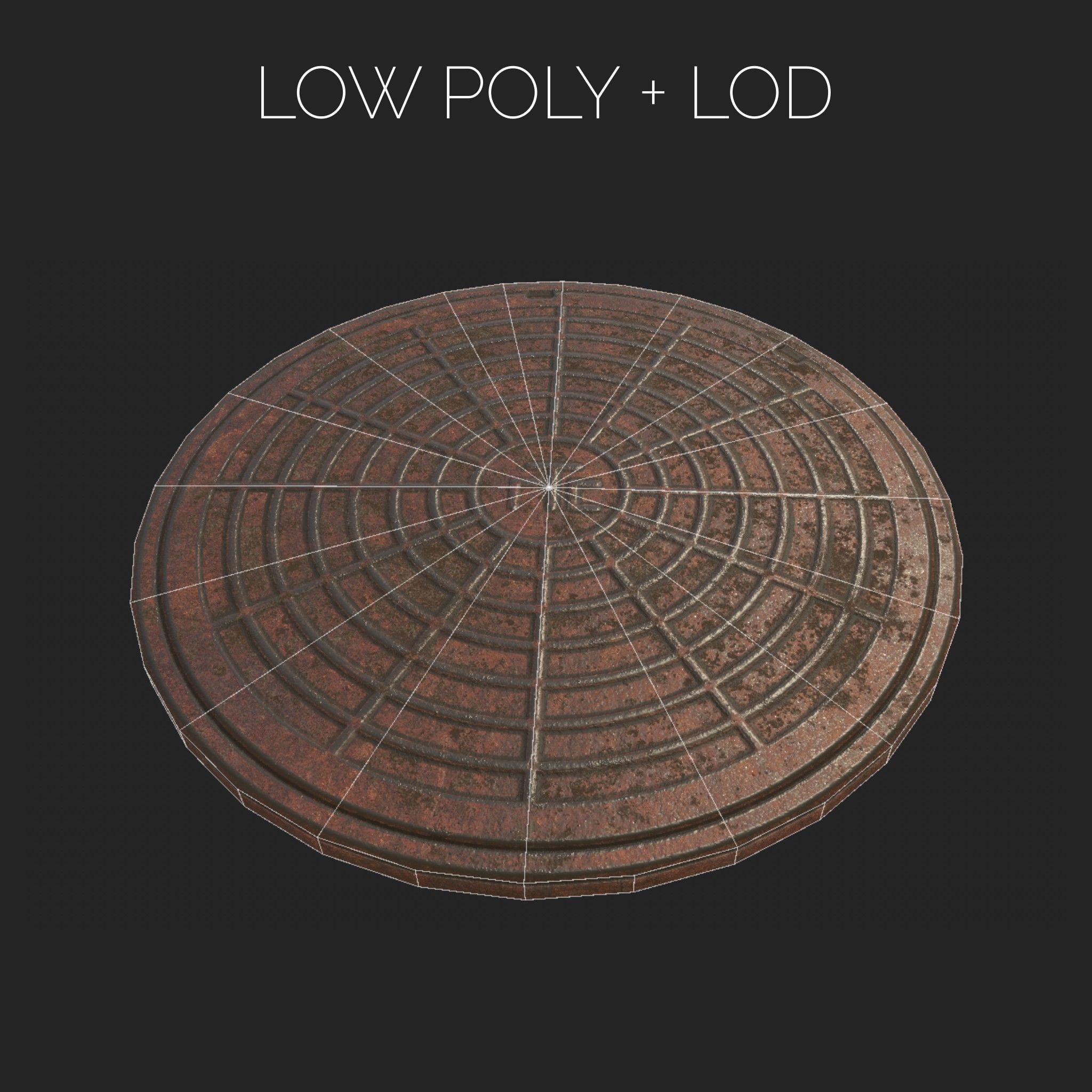 Russian sewer lid - 4 Low-poly 3D model_7