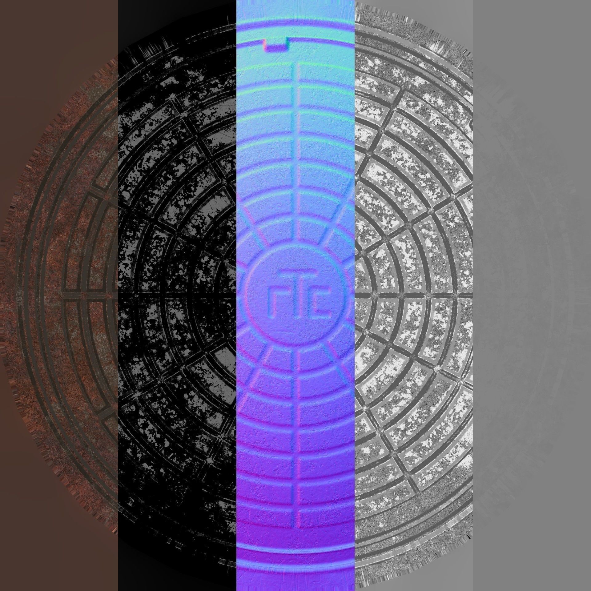 Russian sewer lid - 4 Low-poly 3D model_1