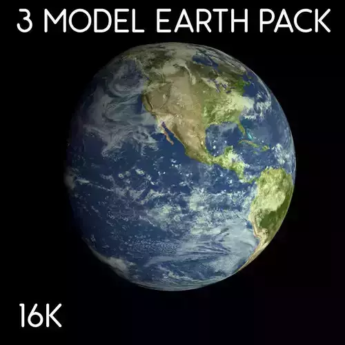 Animated 16K Earth Pack Low-poly 3D model