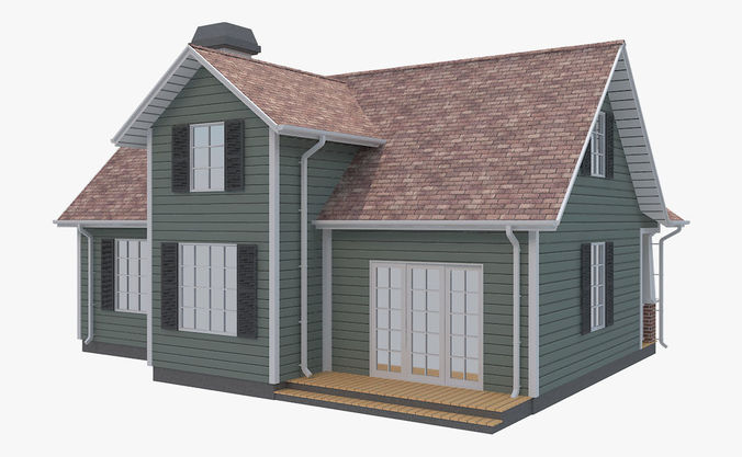 Family House 5 Low-poly 3D model 6