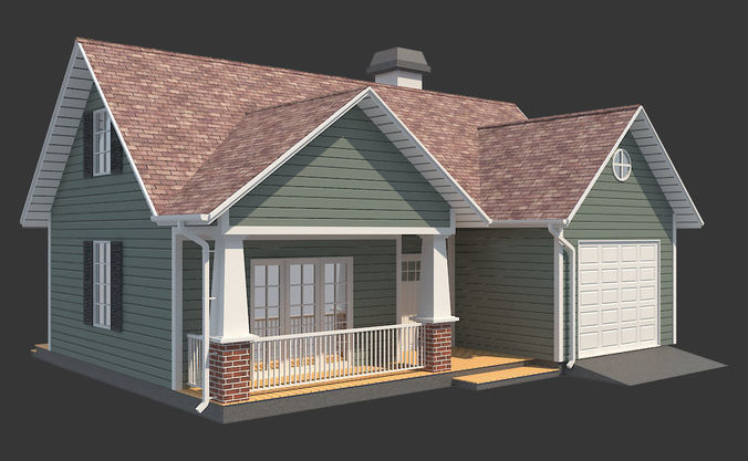 Family House 5 Low-poly 3D model 2