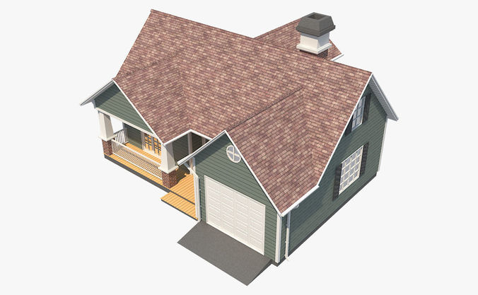 Family House 5 Low-poly 3D model 4