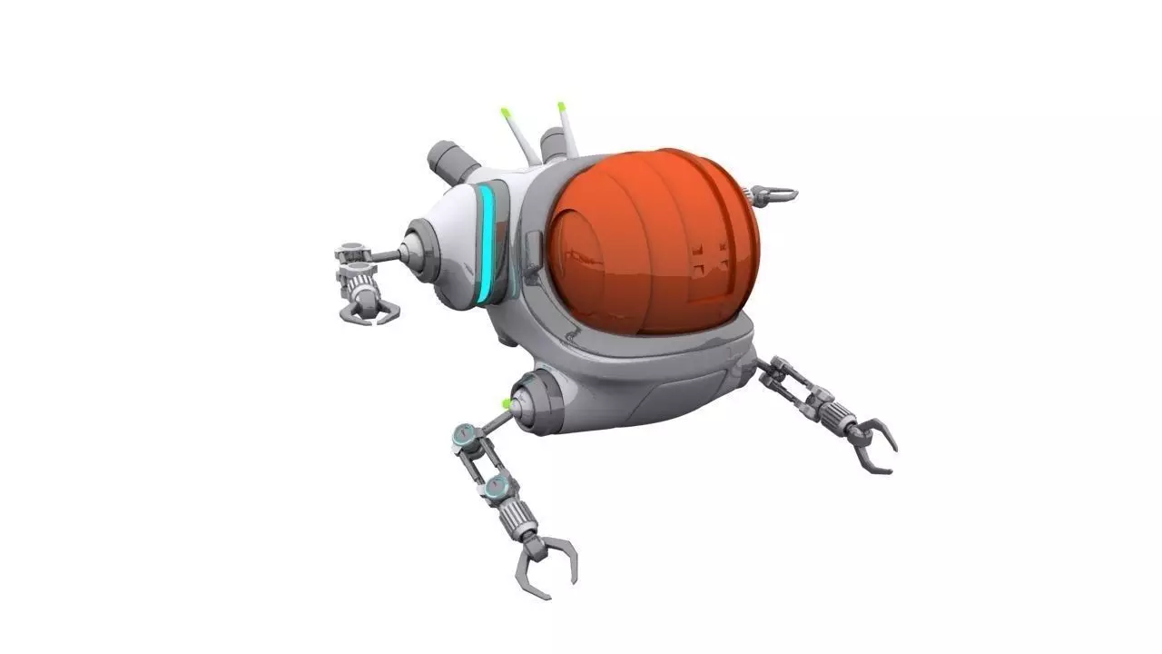 Nanobot robot with orange helmet 3D model_0