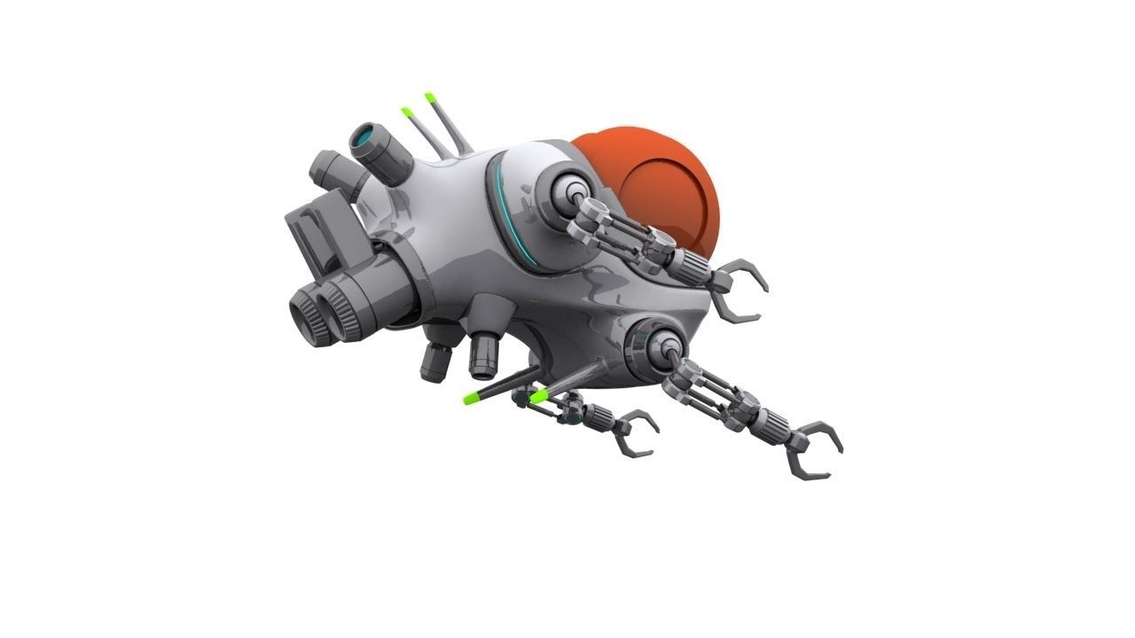 Nanobot robot with orange helmet 3D model_1