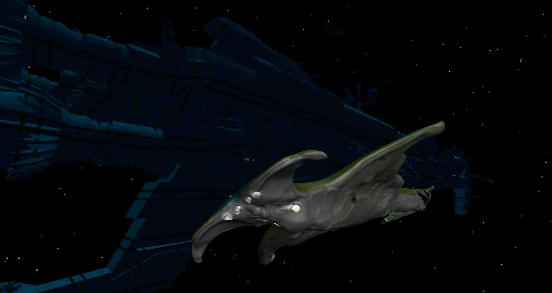 organic cruiser destroiers alien  space scjp    zefra 3D model_4