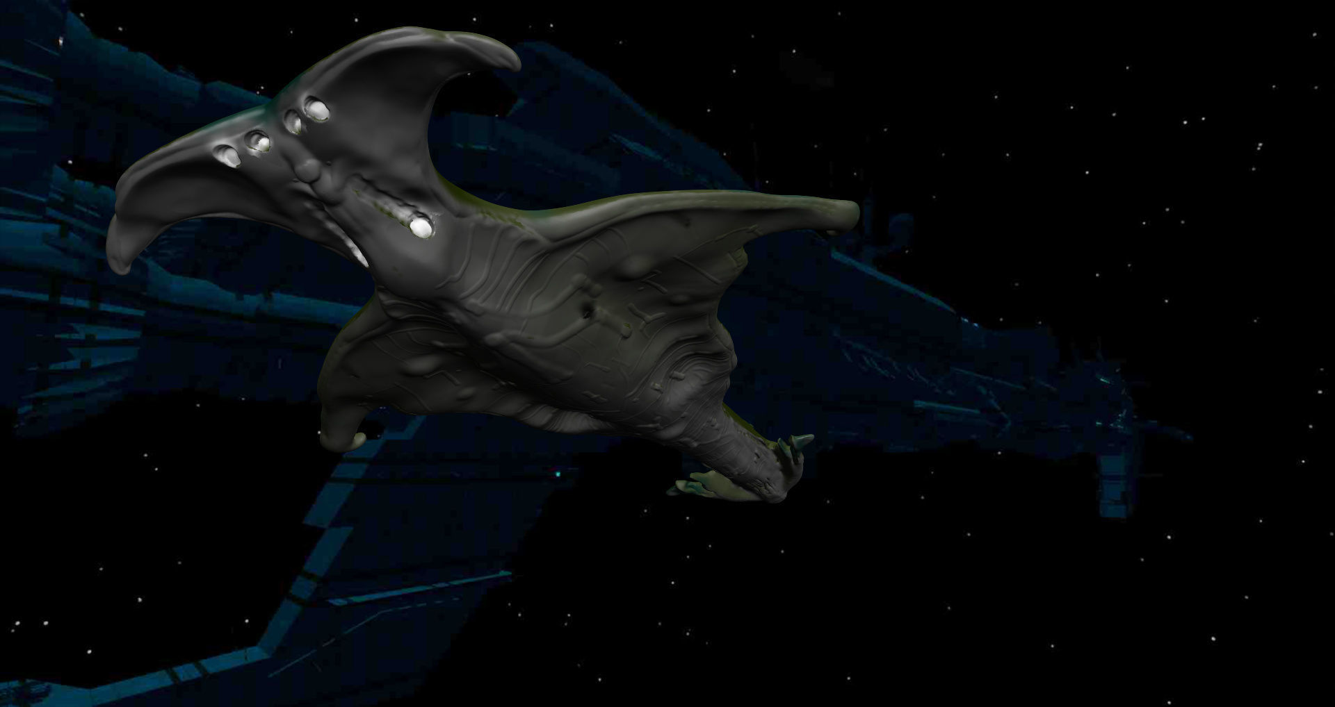 organic cruiser destroiers alien  space scjp    zefra 3D model_5