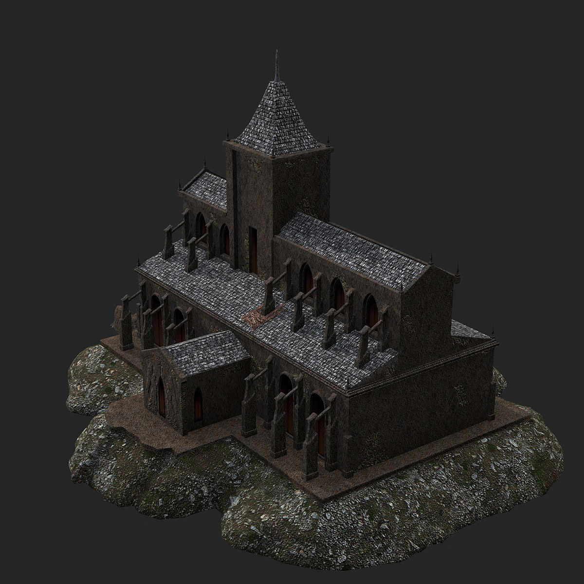 Cathedral gothic church Low-poly 3D model_12