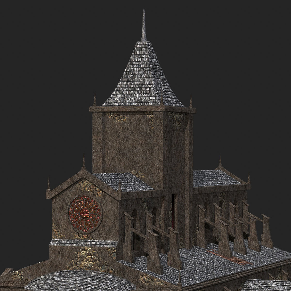Cathedral gothic church Low-poly 3D model_18