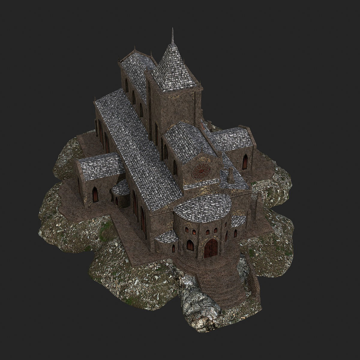 Cathedral gothic church Low-poly 3D model_5